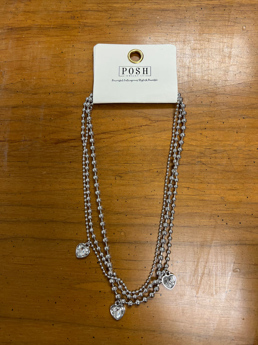 Multi-Layer Heart Necklace With Ball Chain