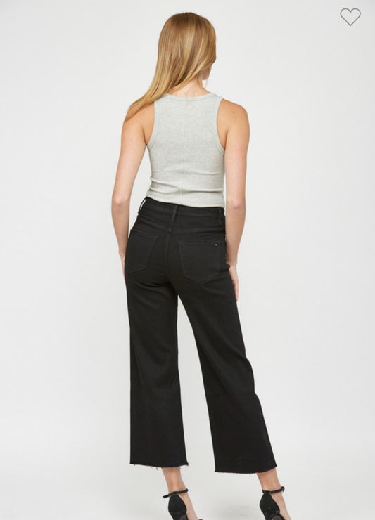Mica Denim Black Wide Leg Crop Plus
