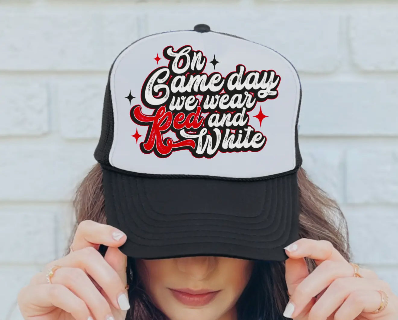 “On Game Day we wear Red & White” Cap