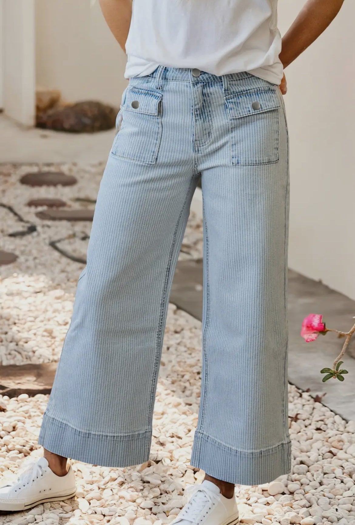 Striped Wide Leg Jeans