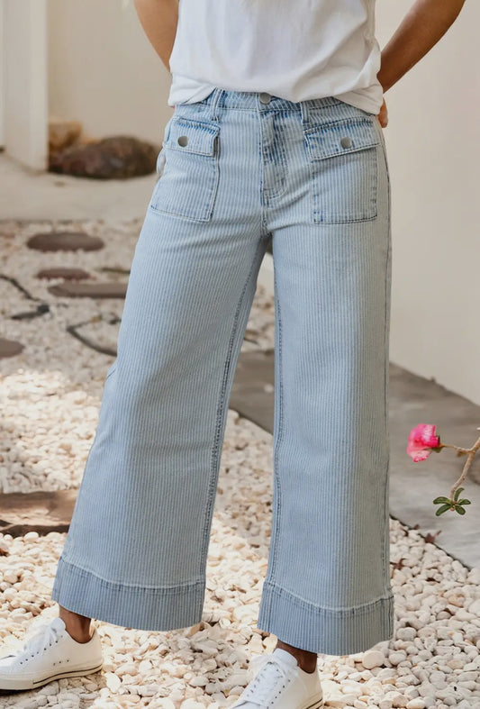 Striped Wide Leg Jeans