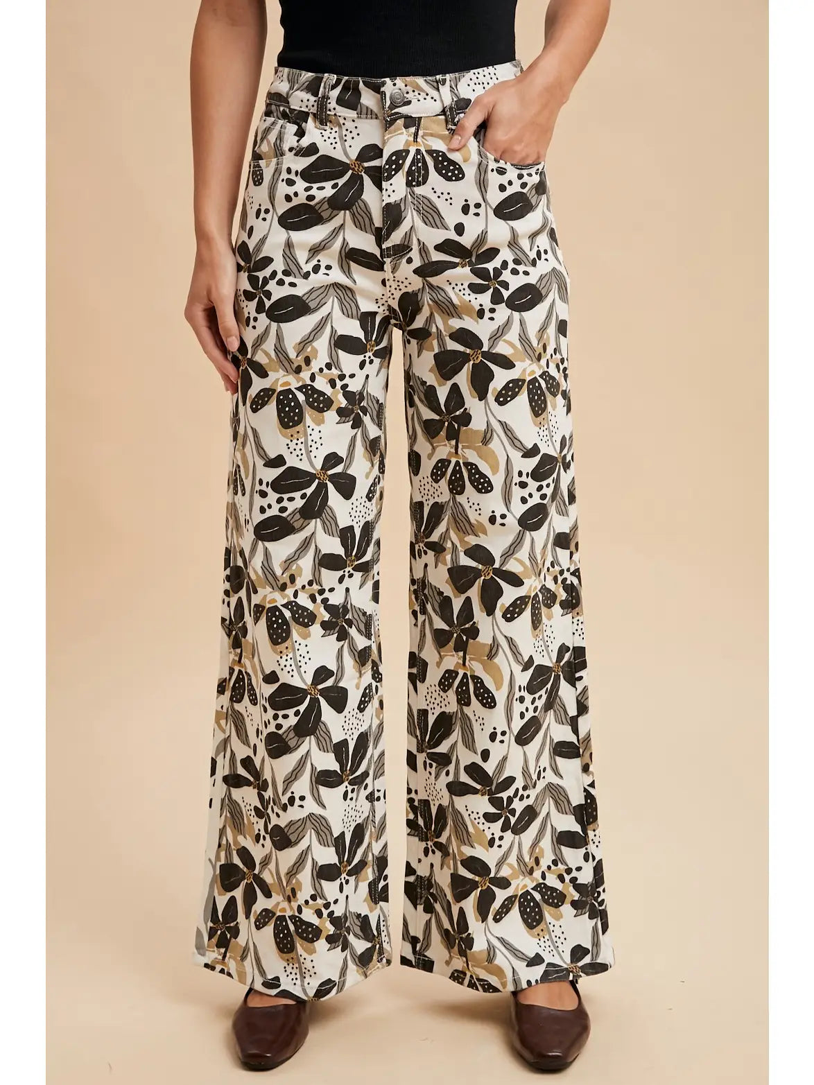 Stretch Bold Floral Print Denim Jeans