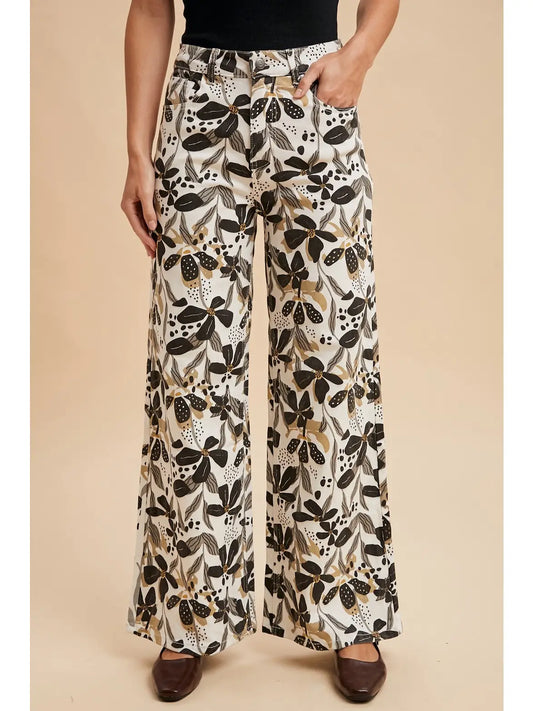 Stretch Bold Floral Print Denim Jeans