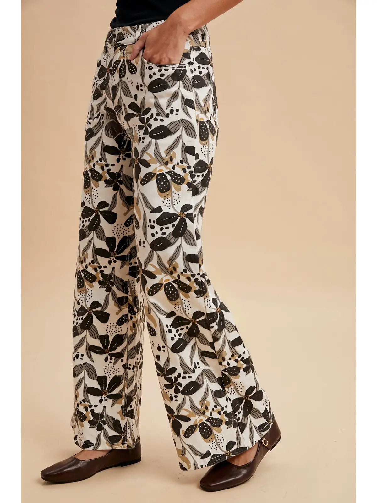 Stretch Bold Floral Print Denim Jeans