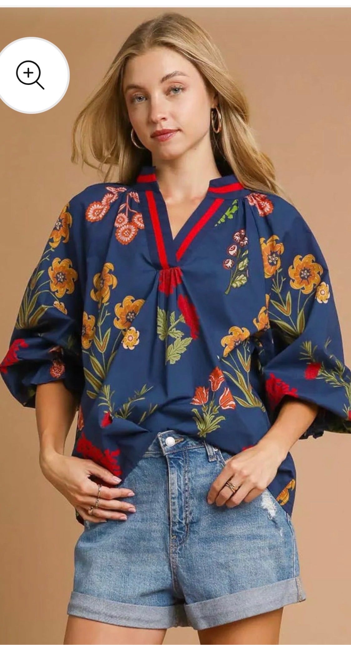 Midnight Mix Floral Print V Neck