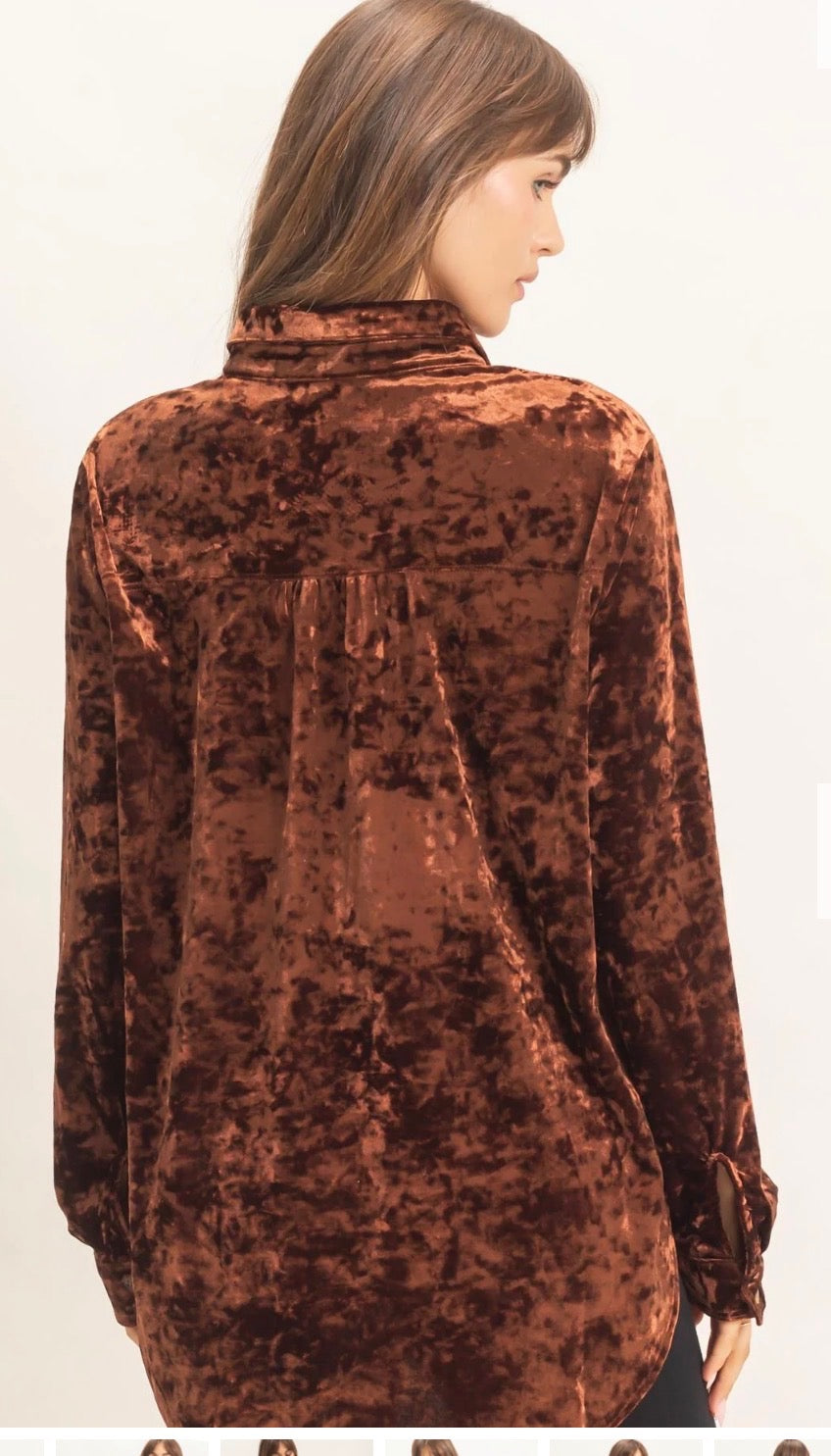 Crushed Velvet Button Up Shirt