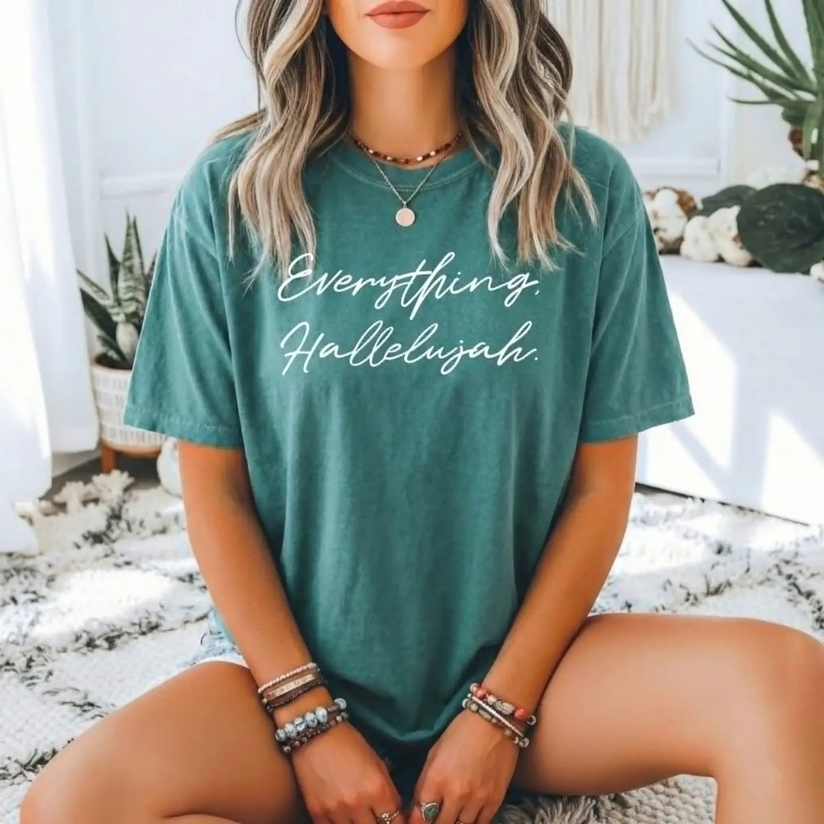 Everything Hallelujah Blue Spruce Tee