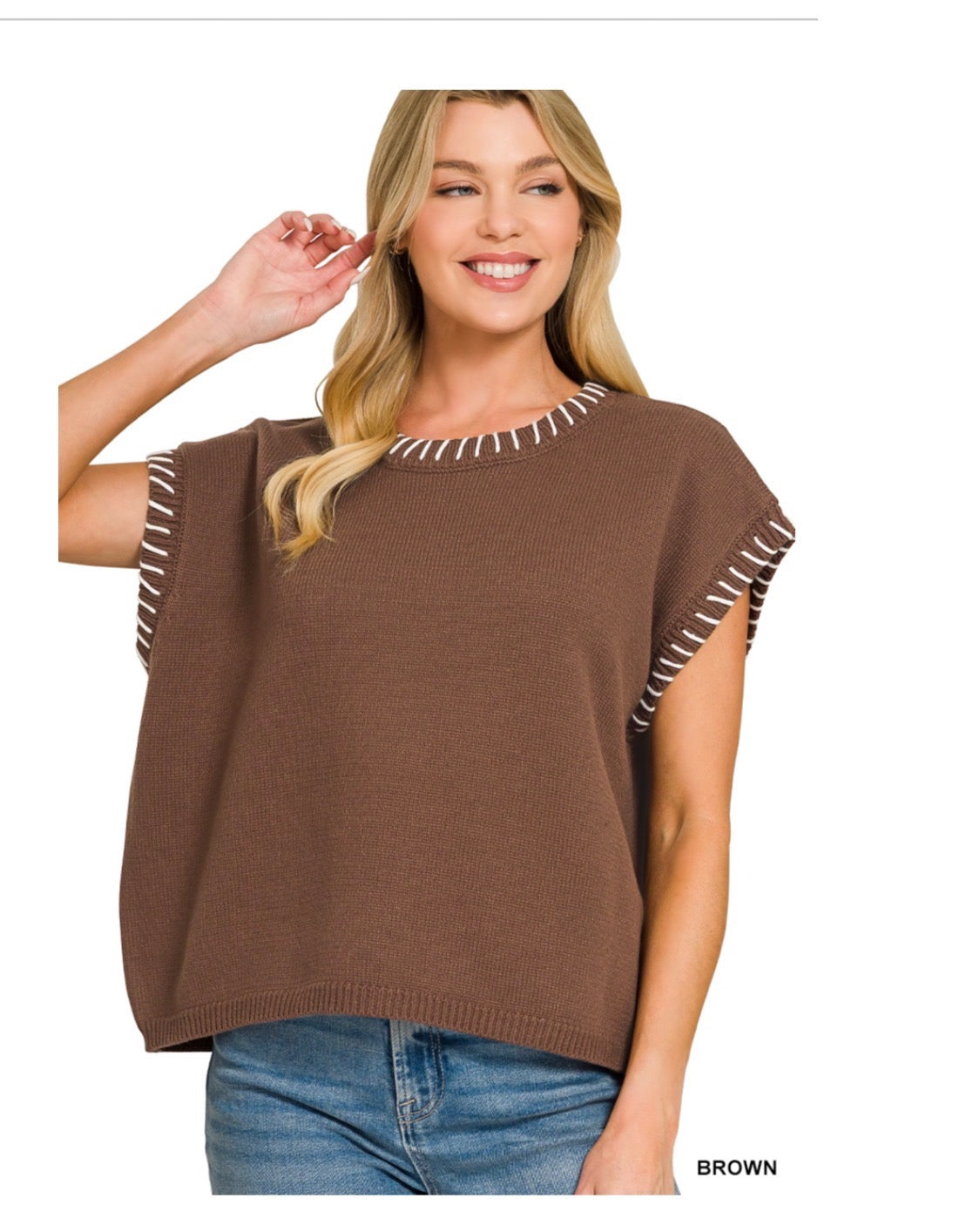 Stitch detailed Oversized Sweater Vest