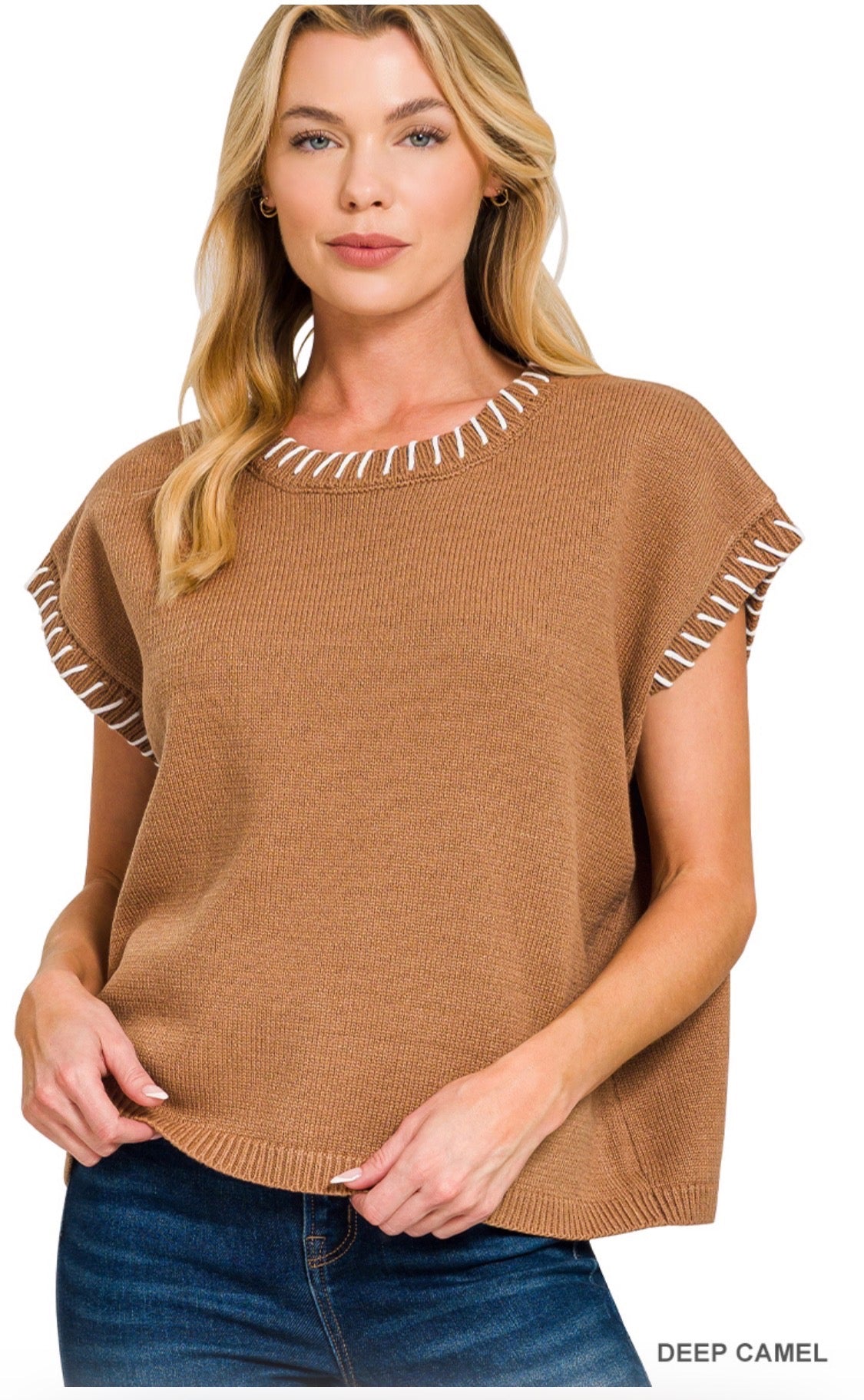 Stitch detailed Oversized Sweater Vest