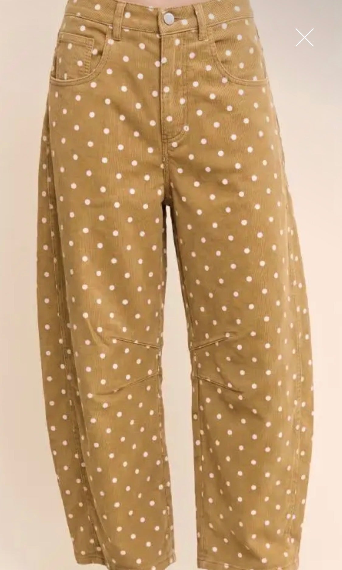 Polka Dot Denim Barrel Jeans