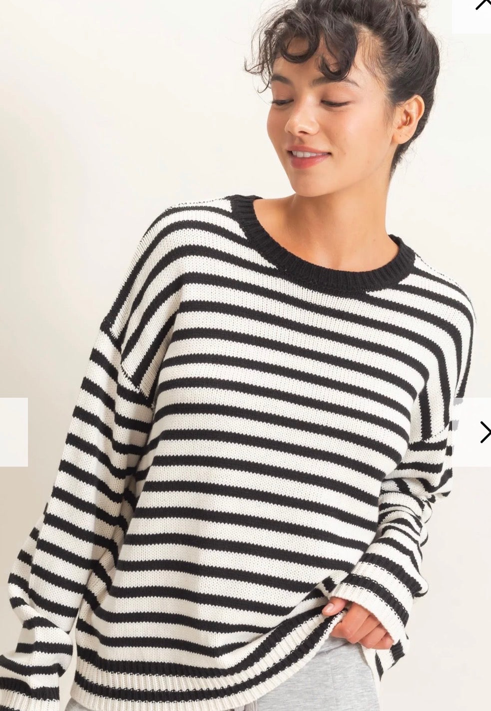 Black & White Striped crew neck sweater