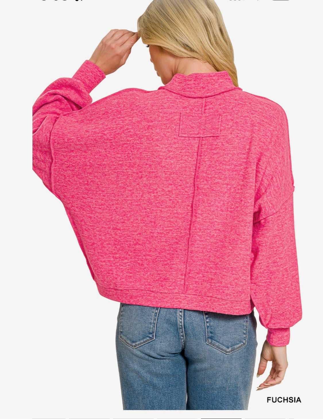 Brushed Melange Hacci Mock Neck Sweater