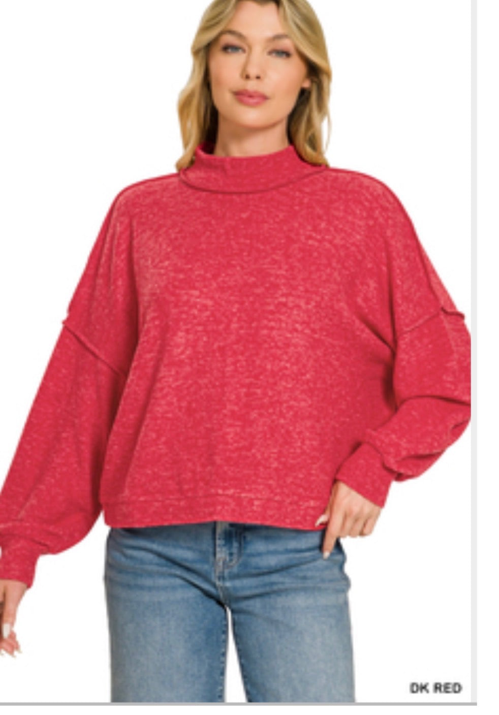 Brushed Melange Hacci Mock Neck Sweater