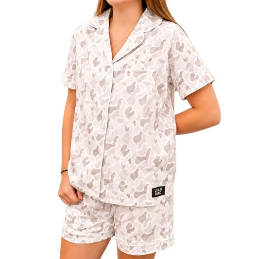 LuLu Mac White Camo Pajama Set