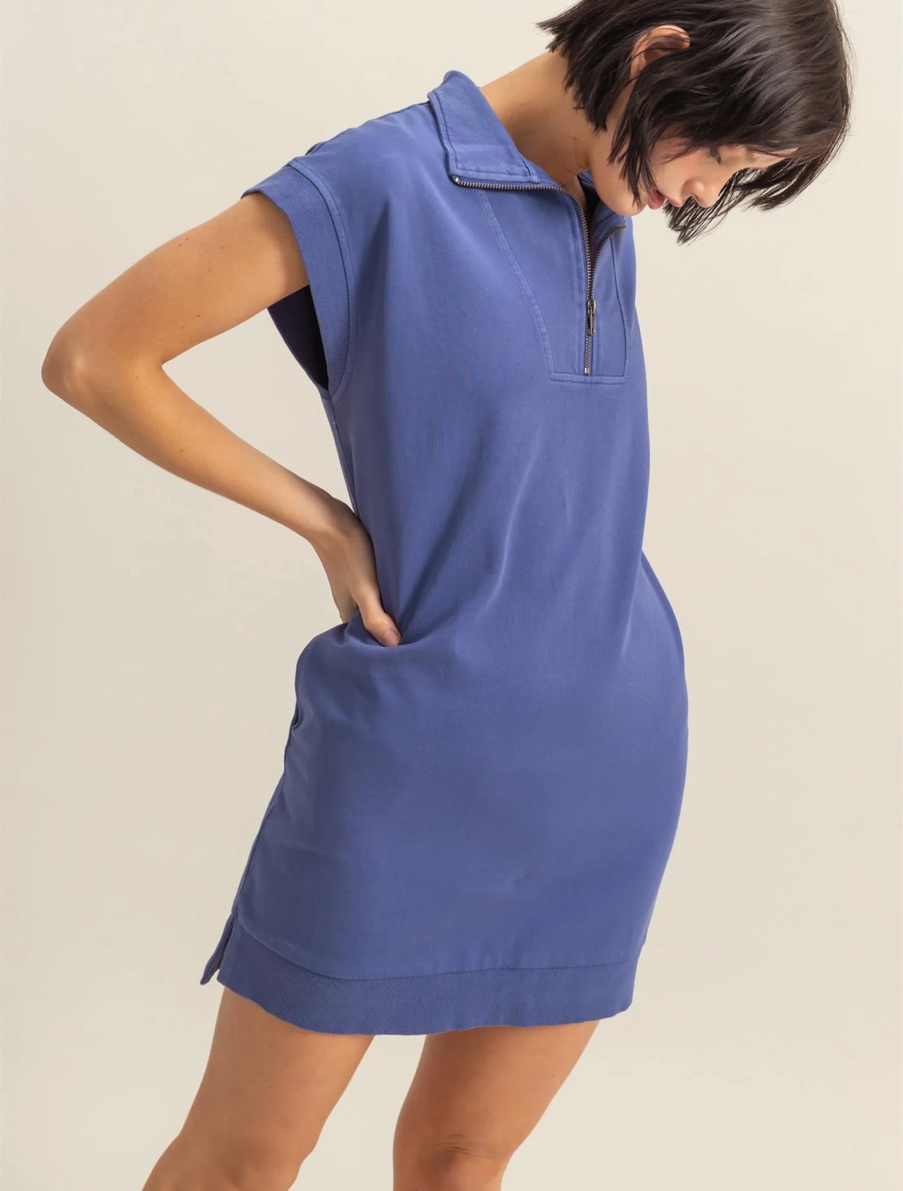 Half zip mini dress W/ pockets