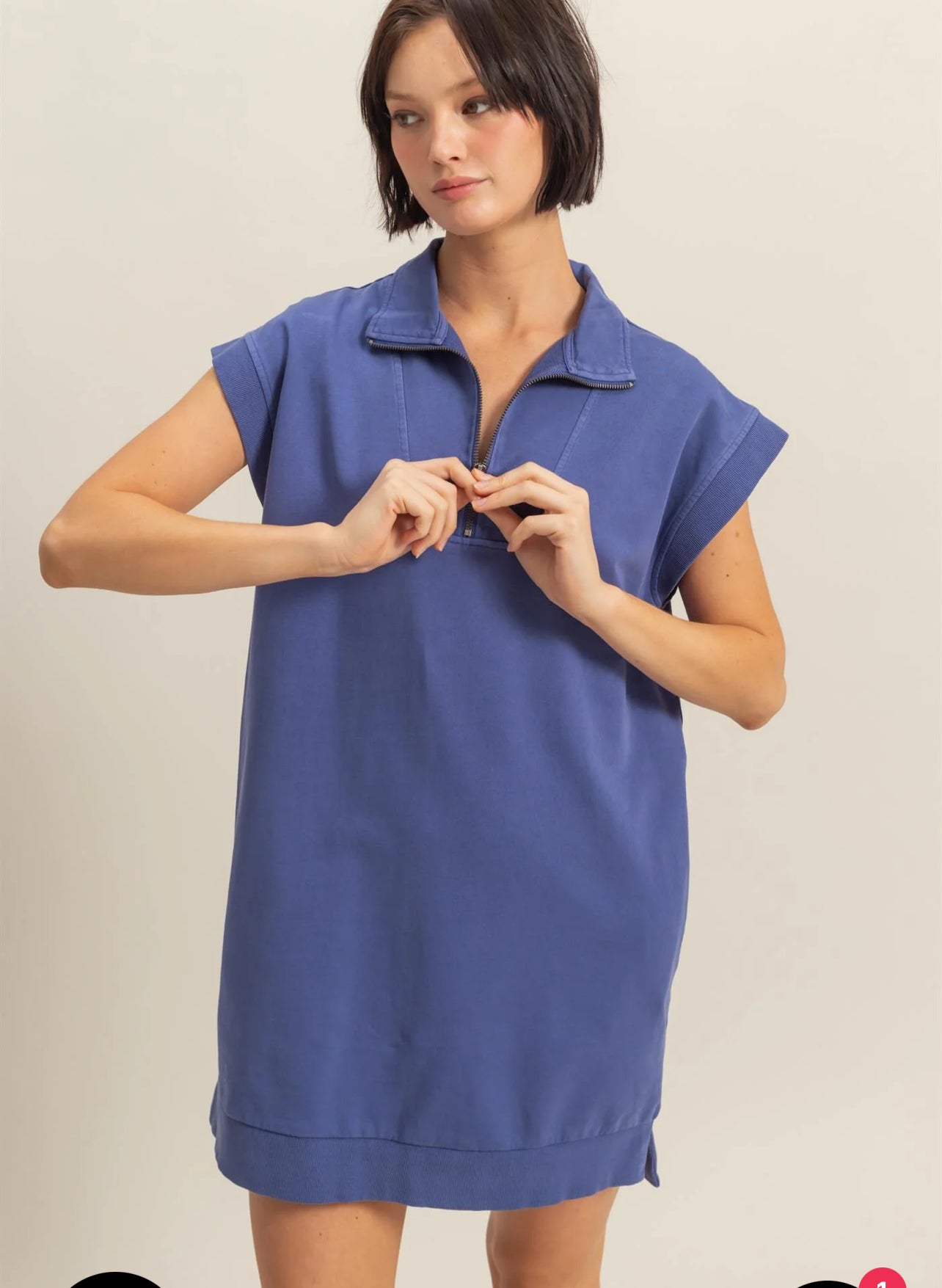 Half zip mini dress W/ pockets