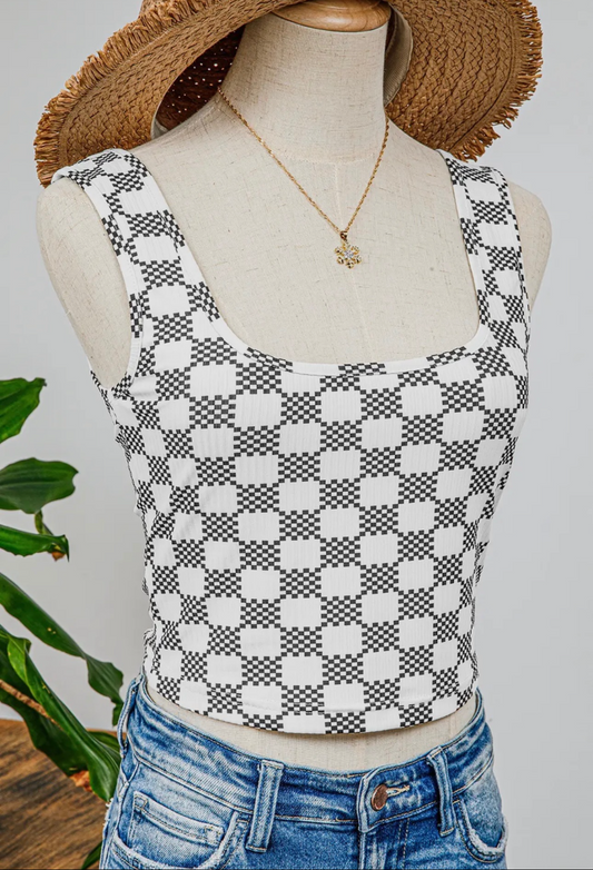 Checkered cropped tank
