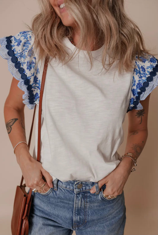 RicRac trim flutter sleeve blouse