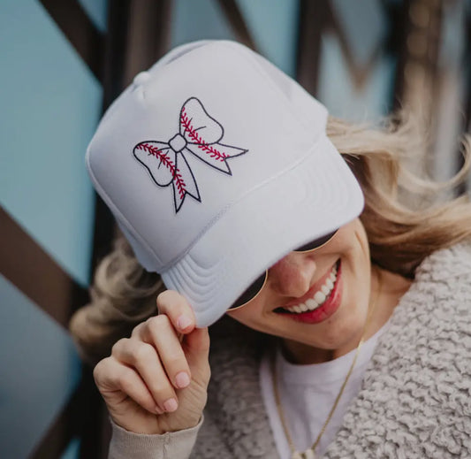 Baseball bow trucker hat