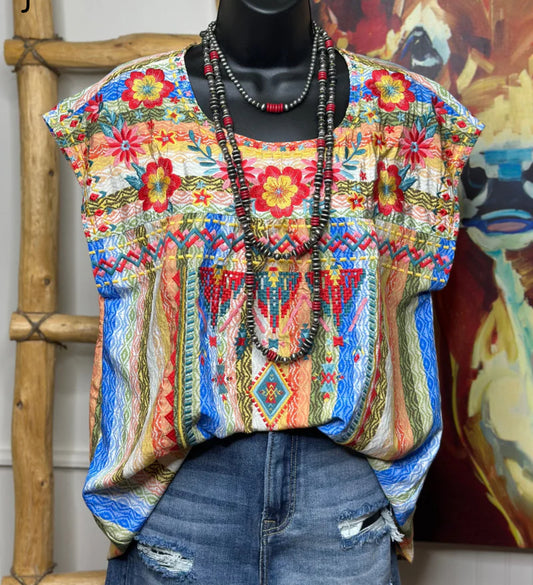 Embroidered Floral Blouse Plus Size