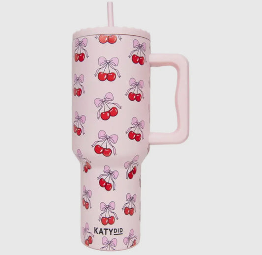 Pink Cherry Bow Tumbler
