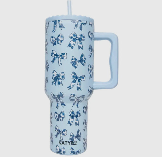Blue Floral Bow Tumbler