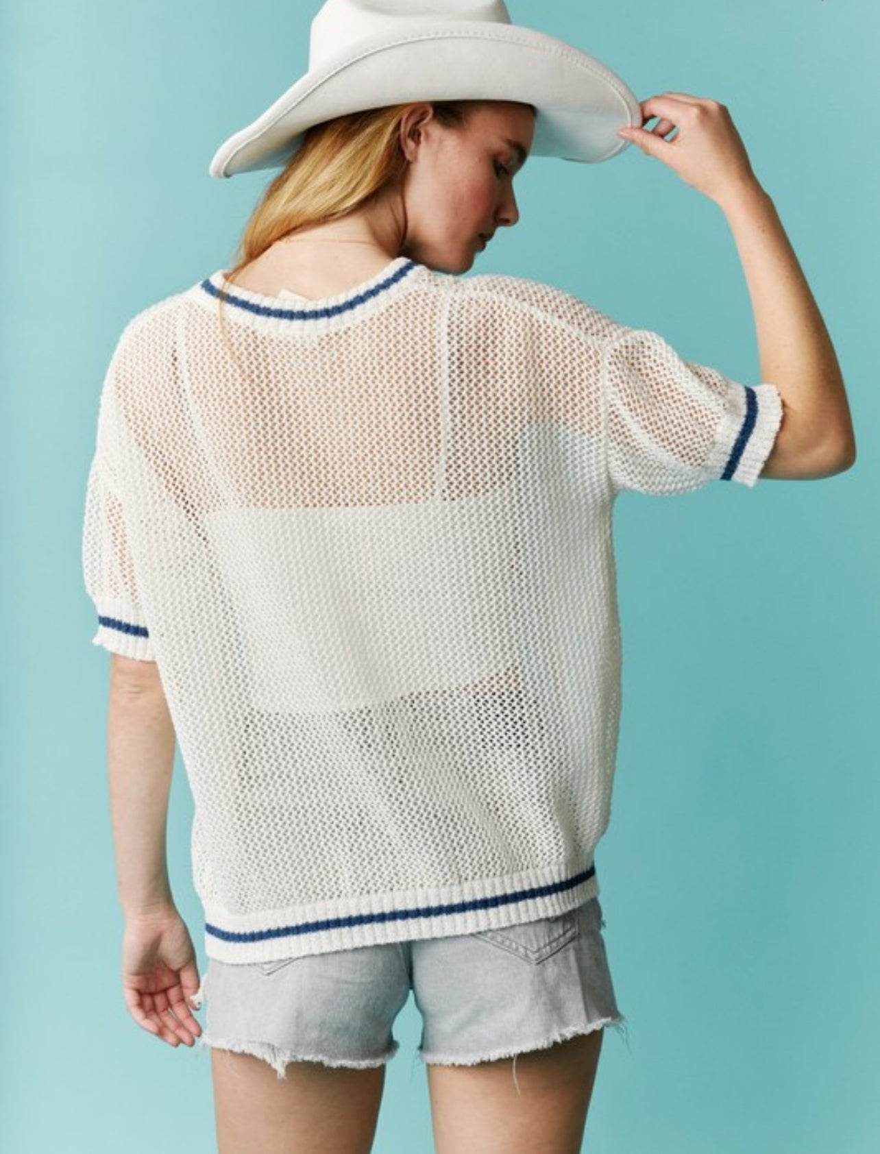 Short Sleeve America Round Neck Top