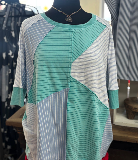 Blue & Teal Stripe Blouse