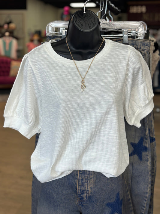 White Textured Blouse