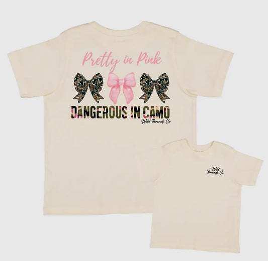 Pretty In Pink Dangerous In Camo Kids Tee