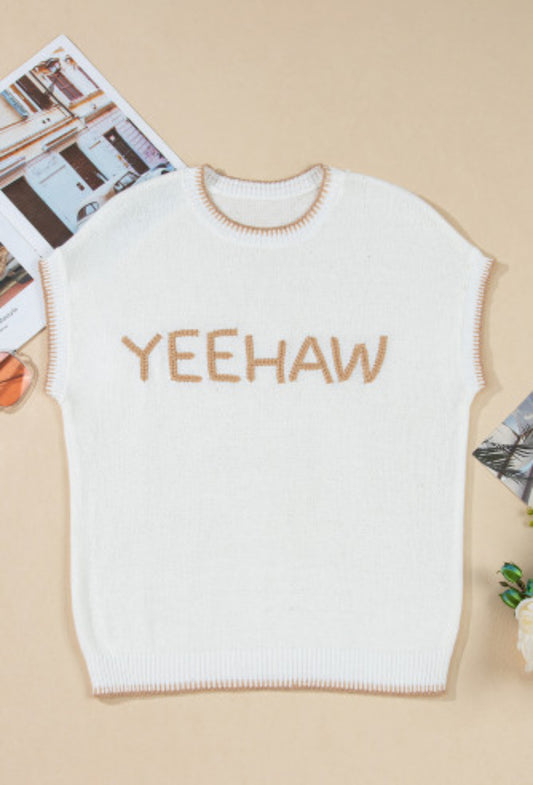 White YeeHaw Stitch Crewneck