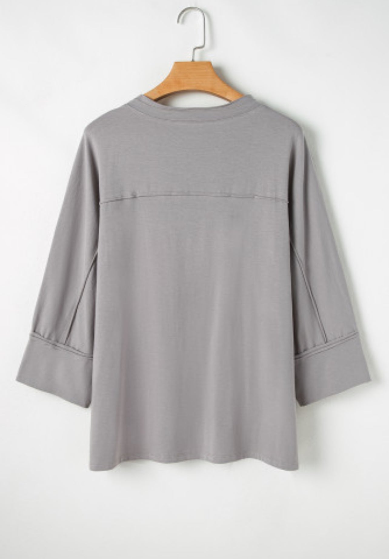 Plus Size Gray Floral Star Patch Blouse