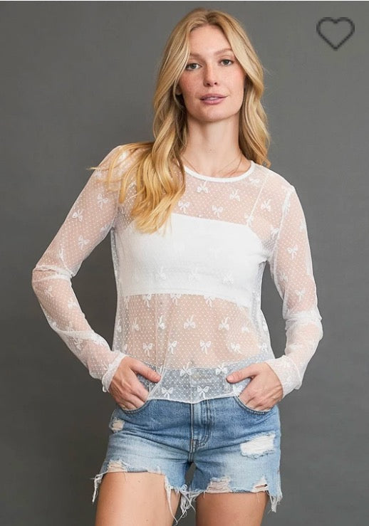White Lace Bow Undershirt
