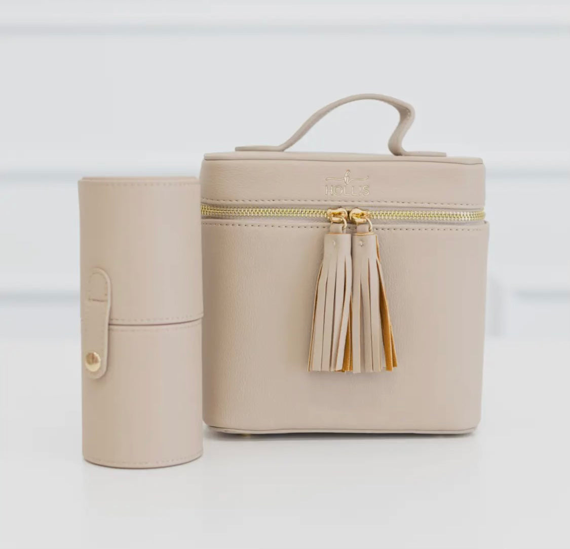 Hollis Nude Lux Mini Makeup Bag & Brush Case