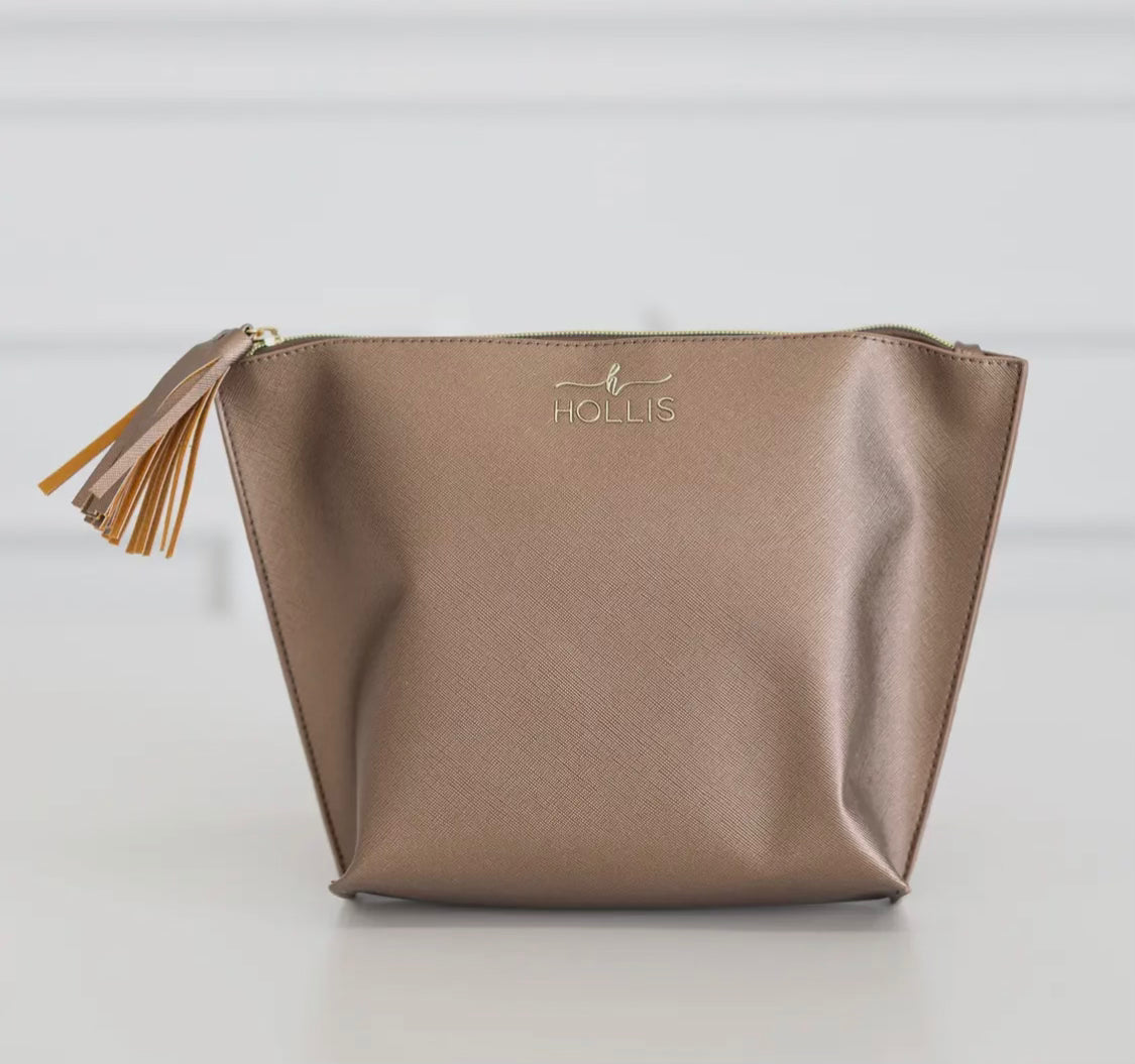 Hollis Metallic Mocha Bathroom Bag