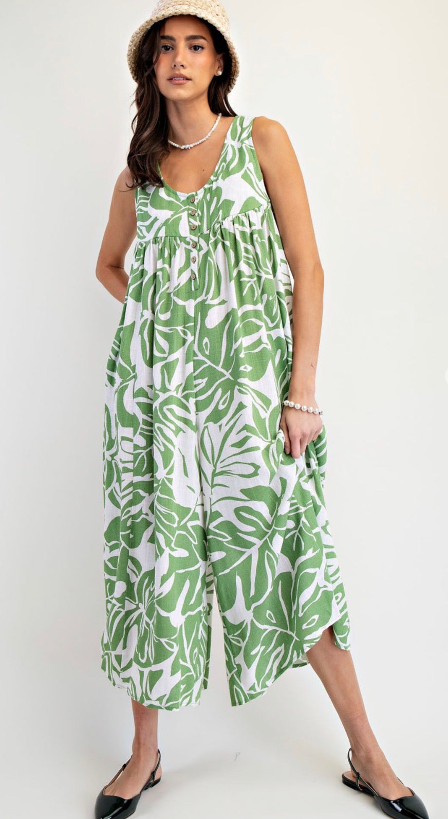 Printed Rayon Linen Jumpsuit