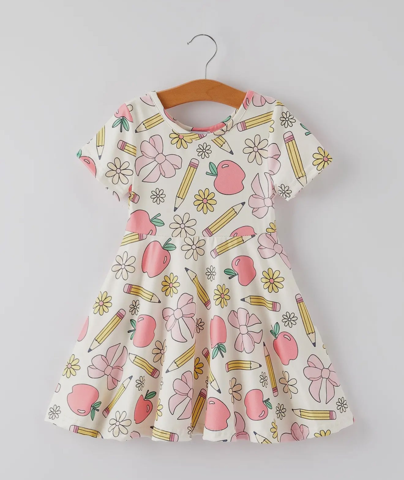 Little Girls Back To School Apple & Pencil Dress