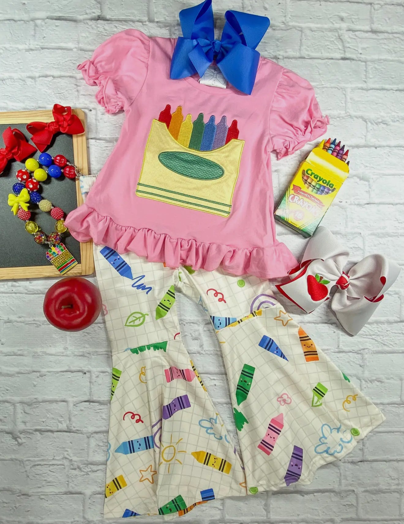 Box of crayons bell bottoms little girls set