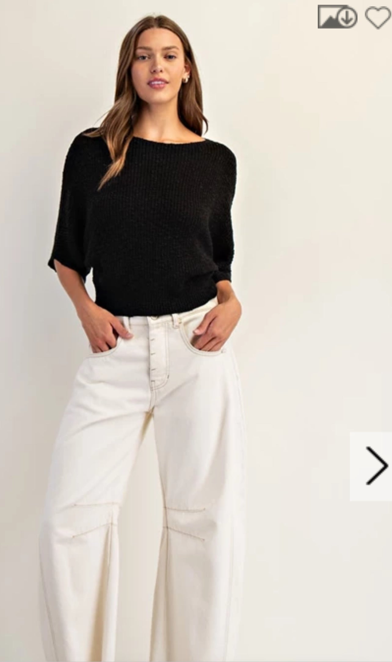 Black Half Sleeve Knit Sweater