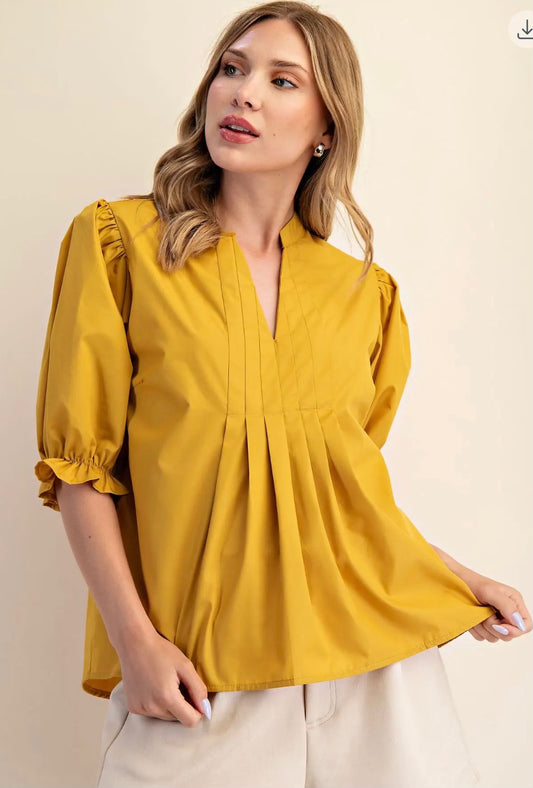 Mustard V neck Blouse