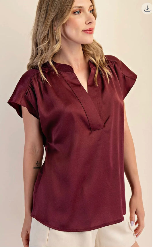 Maroon V neck Blouse