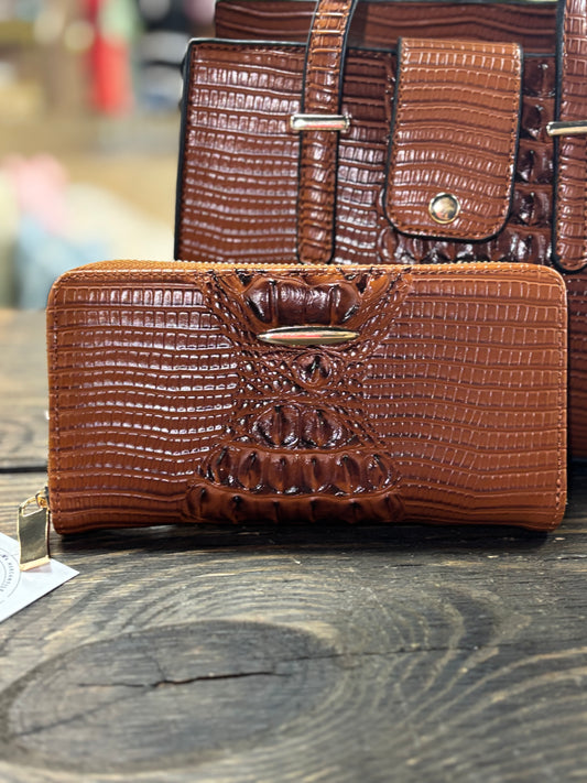 Brown Textured leather wallet