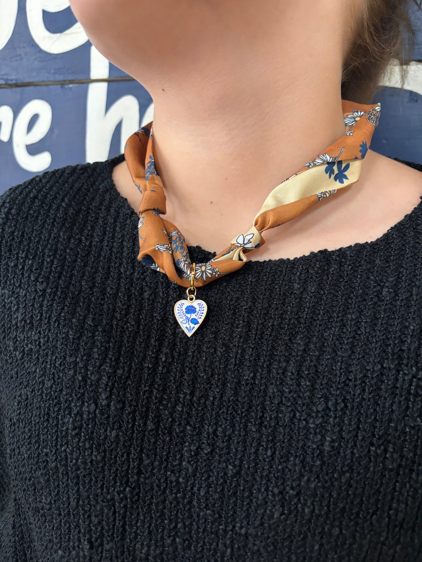 Fall flower scarf necklace