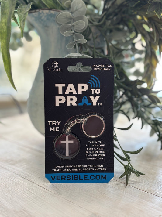 Tap To Pray Black Cross Keychain