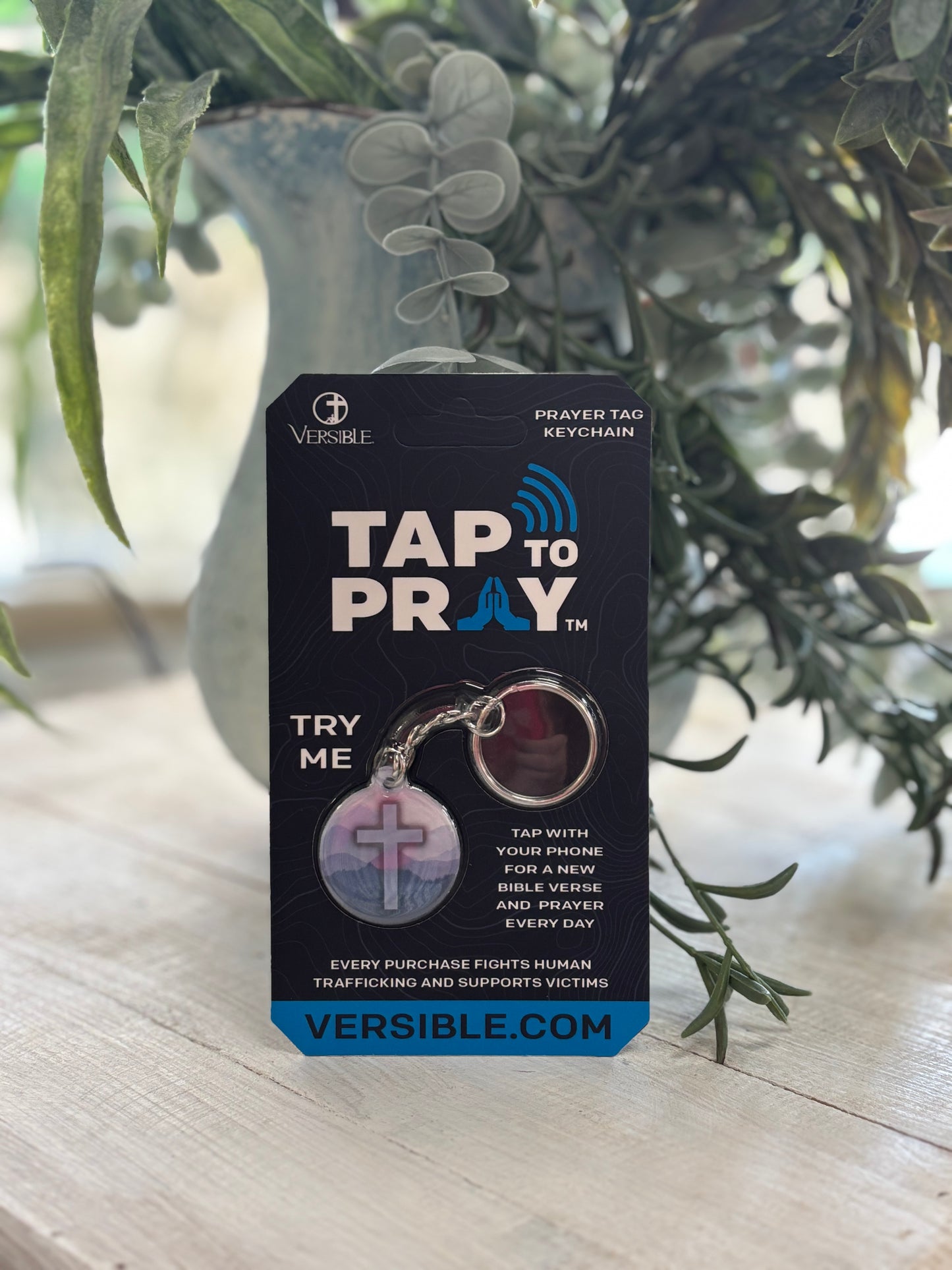 Tap To Pray Blue Mountains Keychain