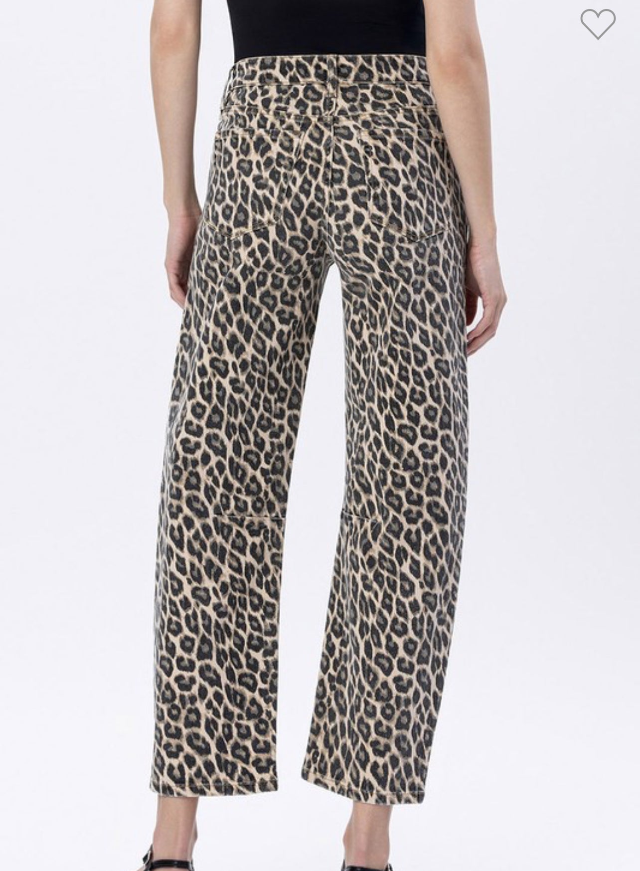 Vervet high rise leopard barrel Jean