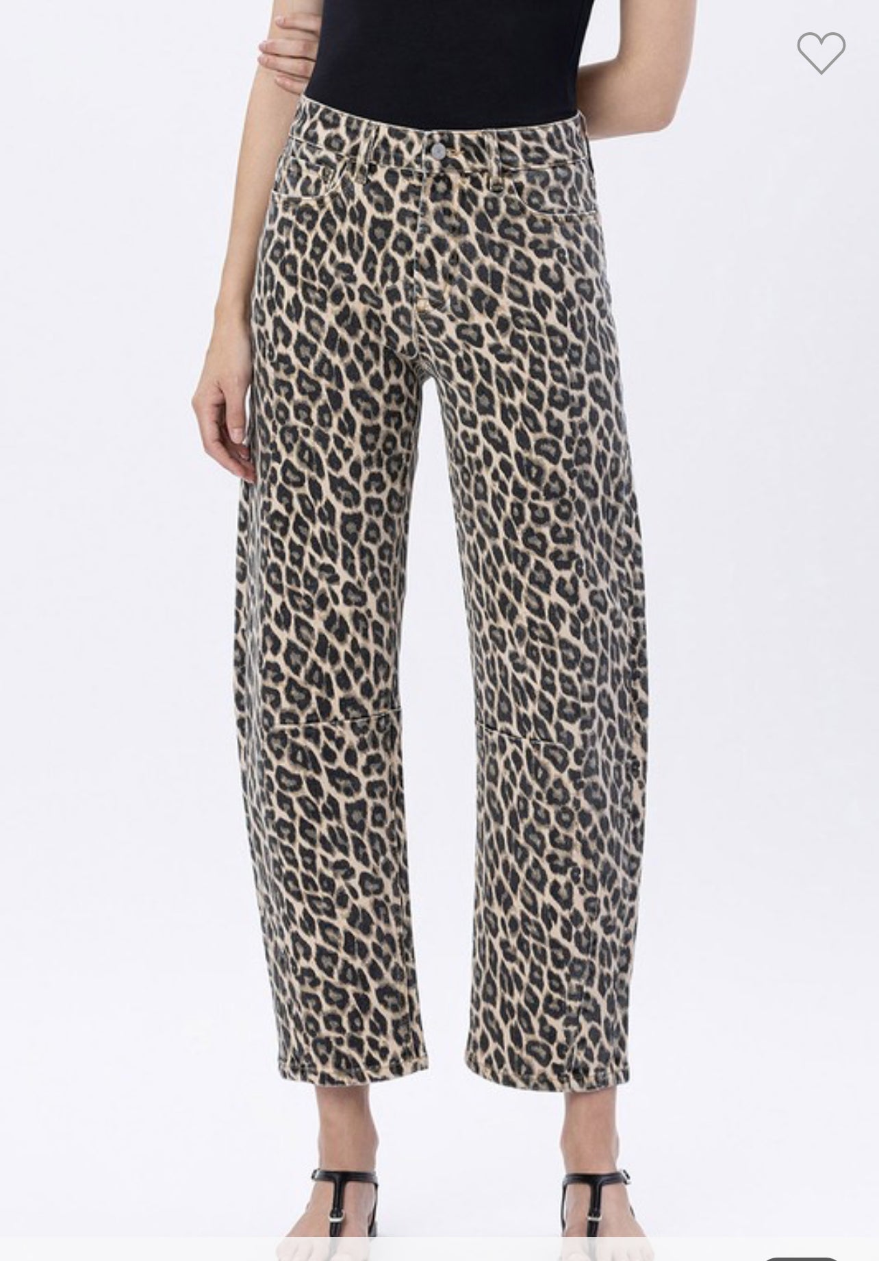 Vervet high rise leopard barrel Jean
