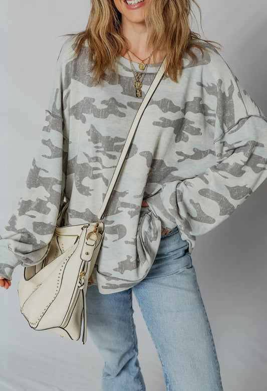 Retro Camo Exposed Seam Sweatshirt