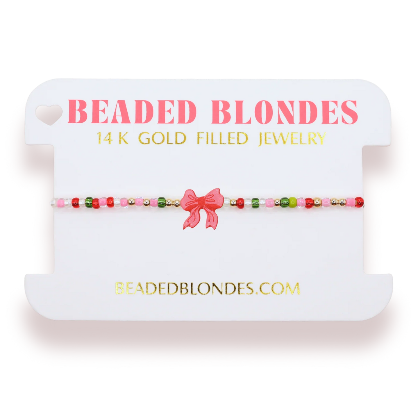 Beaded Blonde Bracelet Christmas Bow