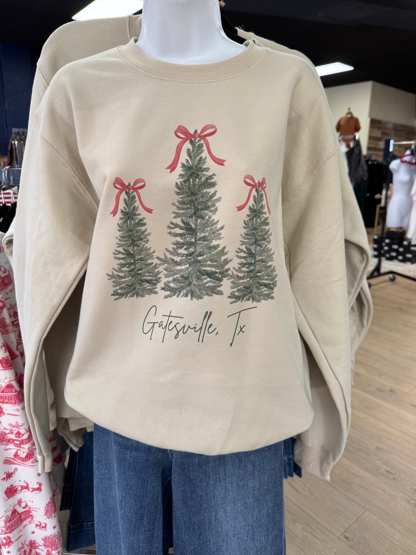 Christmas Tree Bow Sweatshirt